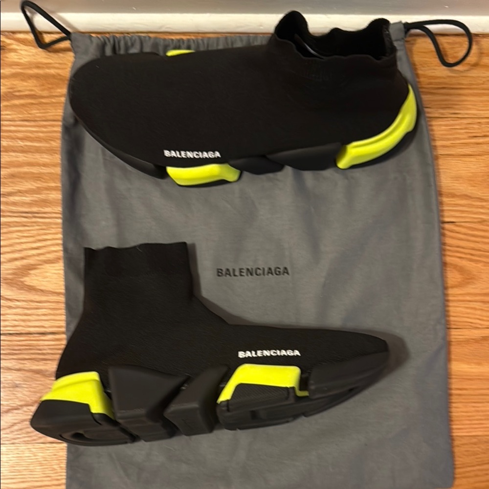 Balenciaga Speed 2.0 LT Knit Sneakers in Black and Yellow